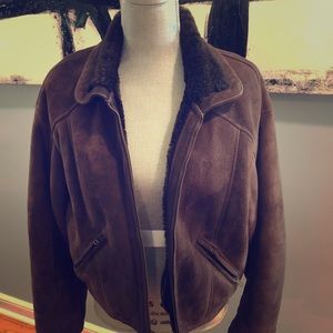 Chocolate brown suede shearling coat